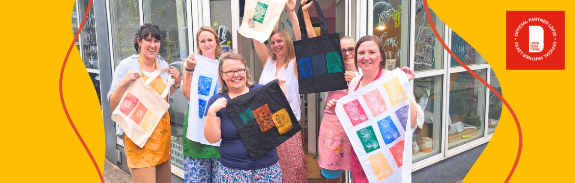 image of ink rolling in lino printing tote bag class