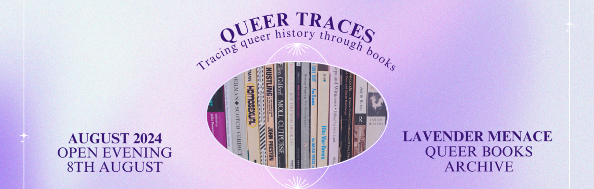 Decorative image with event information and photo of books