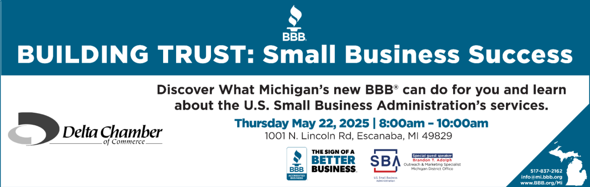 Register for Delta Chamber of Commerce - BBB Small Business Success event  May 22