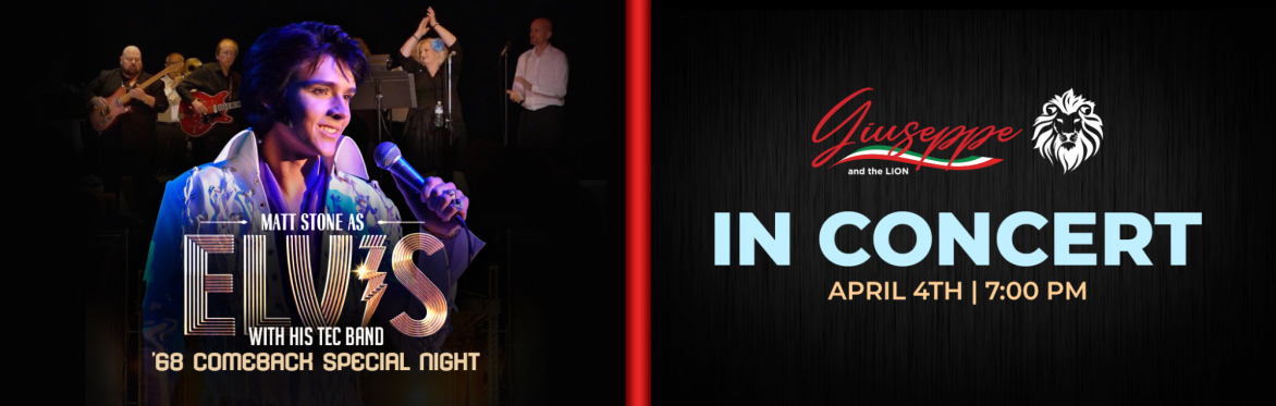 Matt Stone as Elvis with his TCB Band ’68 Comeback Special Night Live Signature Event