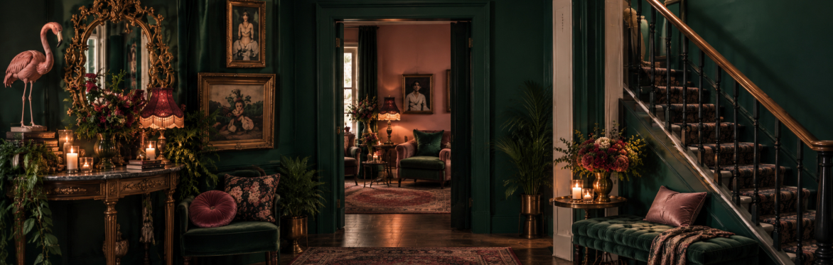 Door entrance with sofas