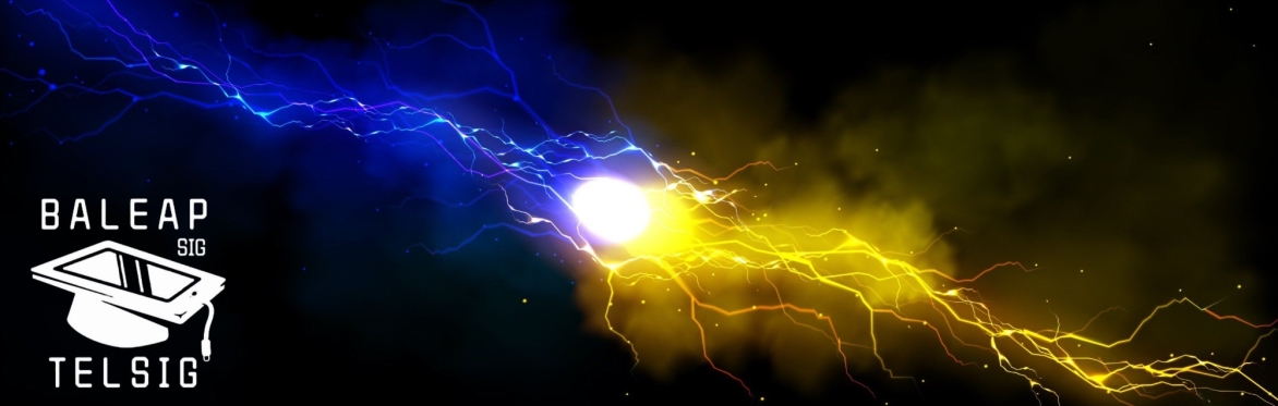 Blue and yellow lightning colliding