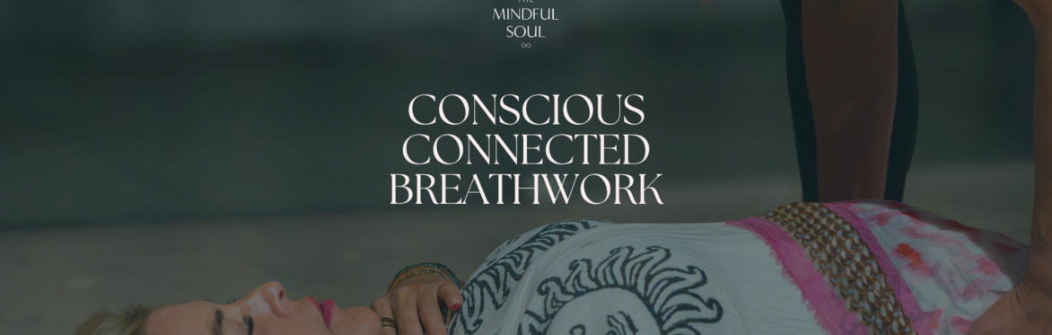The background is a photo of a woman guiding another person lying down with her hand gently placed on their head, creating a calm and supportive atmosphere. Overlaid text provides event details: