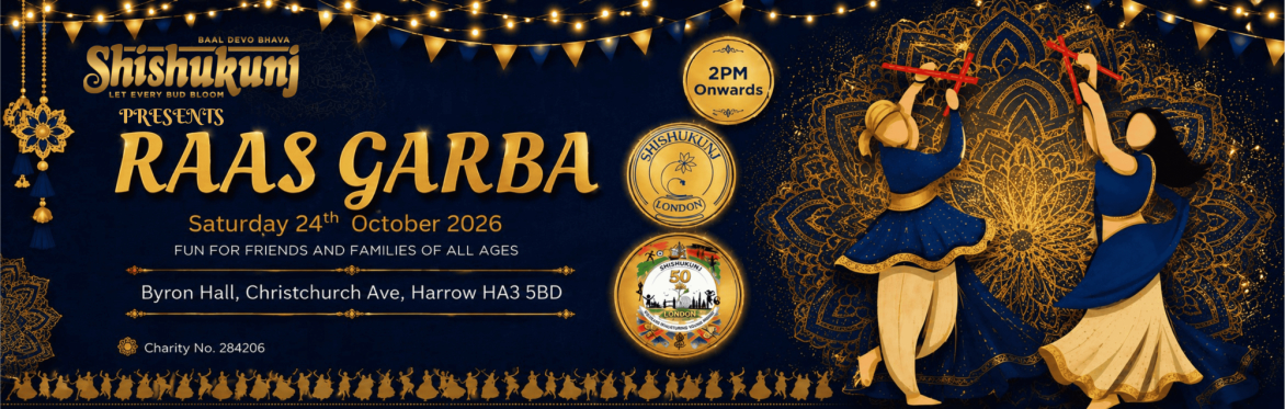 Raas Garba Date Saturday 24th October 2026, Byron Hall, Harrow Leisure Centre from 2pm onwards