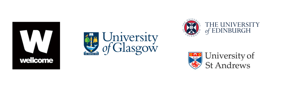 Wellcome Trust Logo, University of Glasgow Logo, University of Edinburgh logo, University of St Andrews logo