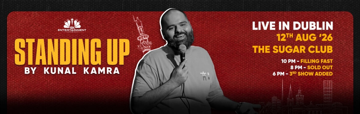 Kunal Kamra brings his brand-new stand-up comedy show to Dublin on 12th August 2026 at The Sugar Club. Presented by GK Entertainment.
