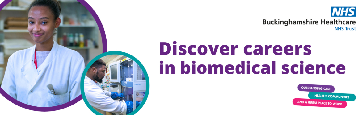 Photos of biomedical scientists advertising the event