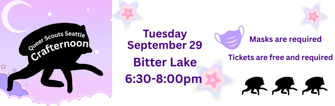 Text in event description. Purple mask in center & 3 small, black Jimothy raccoon silhouettes in bottom right. Left image with pink background with moon sliver in upper left & large Jimothy in center.