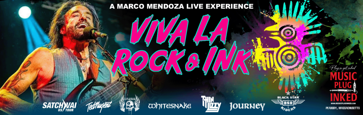 Image of Marco Mendoza playing bass with Viva La Rock Title