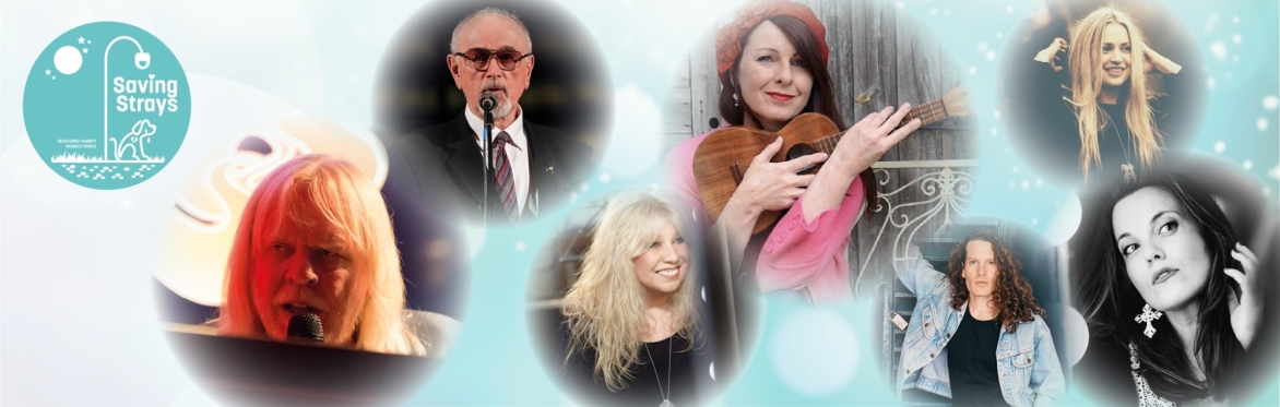 Photos of the performers, Rick Wakeman, Peter Egan, Judie Tzuke, Sam Brown, Jesse Smith, Bailey Tzuke and Mollie Marriott and the charity logo all against a gentle blue background