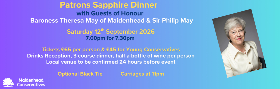Patrons Sapphire Dinner with Baroness May of Maidenhead