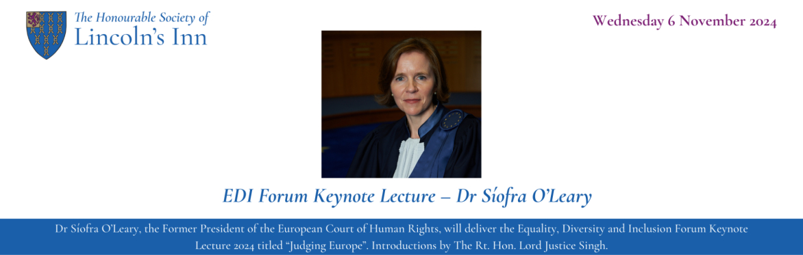 Event image for the Lincoln's Inn Keynote Lecture with Dr Soifra O'leary pictured (centre)