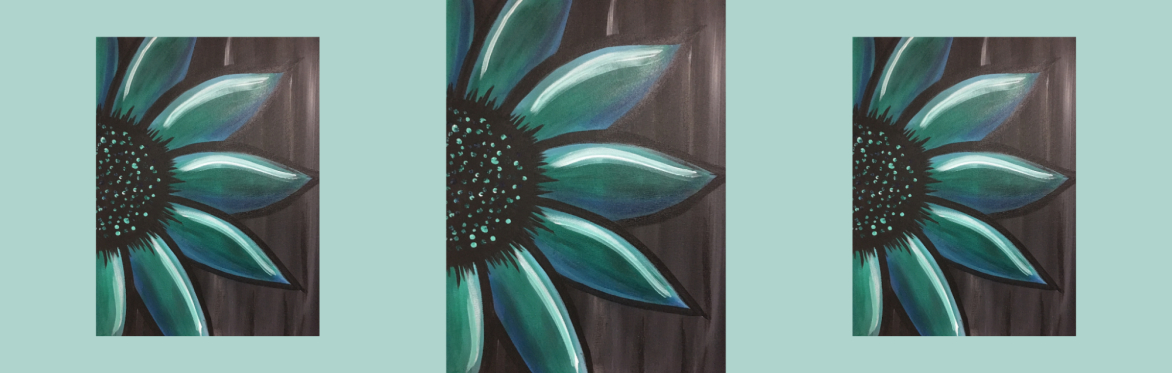 painting of a teal gerbera daisy