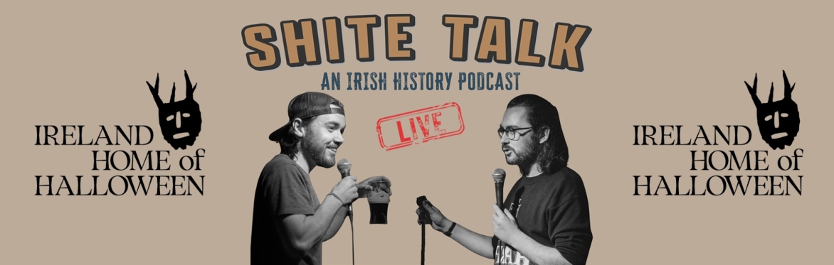 Shite Talk History podcast logo. Kilkenny Comedy Club logo. Ireland Home of Halloween logo.