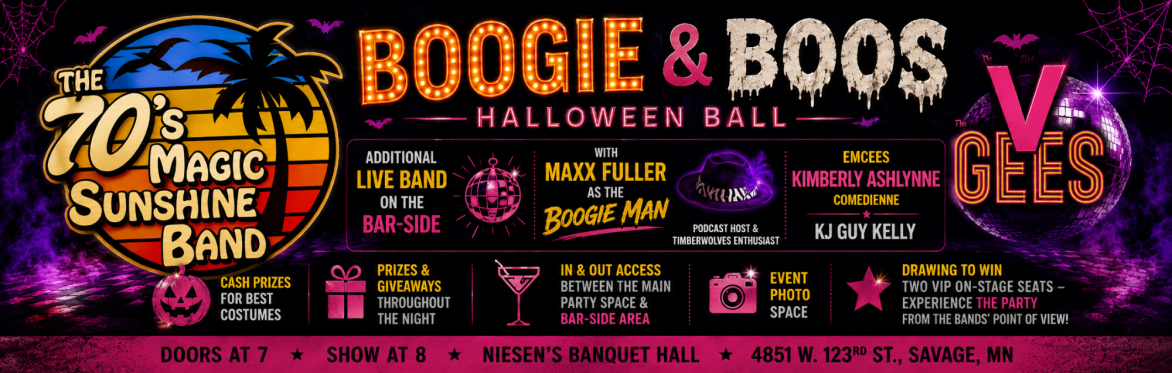 Boogie and Boos Halloween Ball with The Magic 70s Sunshine Band and the V Gees