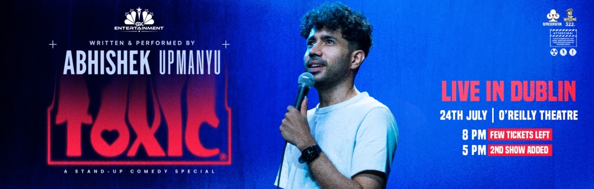Abhishek Upmanyu brings his new show Toxic to Dublin on 24 July 2026 at O’Reilly Theatre. Book tickets now for a night of top stand-up comedy.