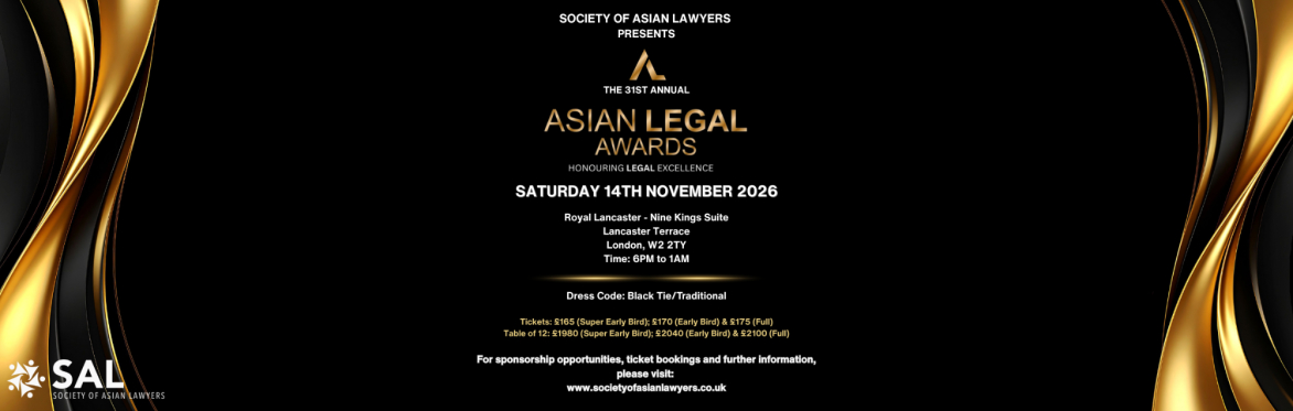 The Society of Asian Lawyers presents the 31st Asian Legal Awards 2026