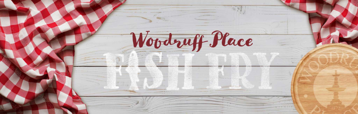Image showing red and white checkered tablecloth with a stylized wording Fish Fry