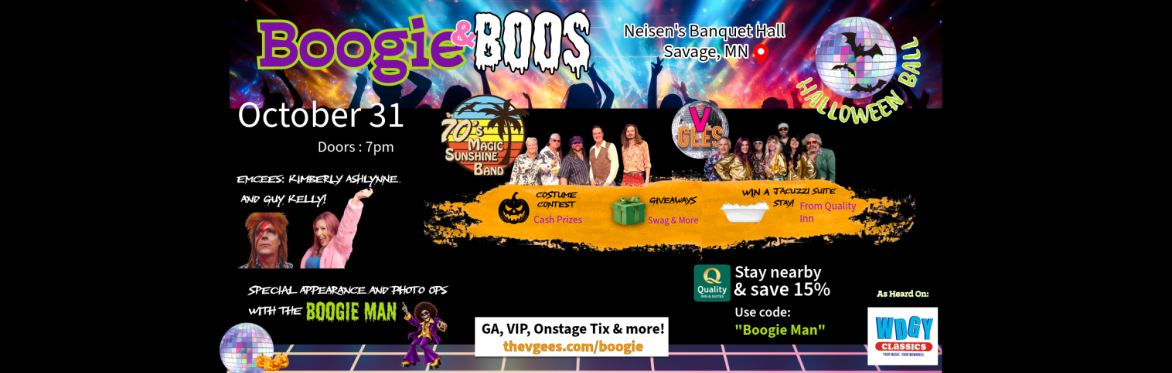 Boogie and Boos Halloween Ball with The Magic 70s Sunshine Band and the V Gees