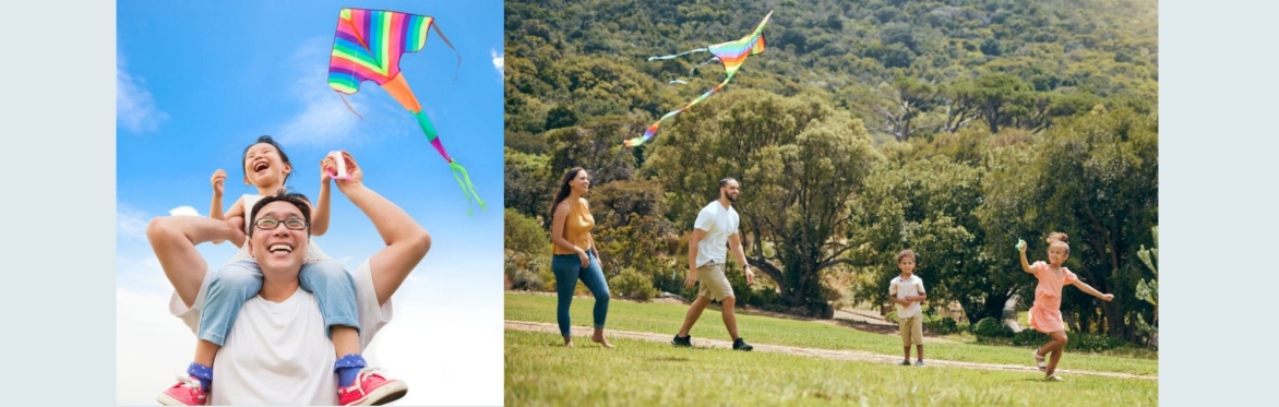 families flying kites