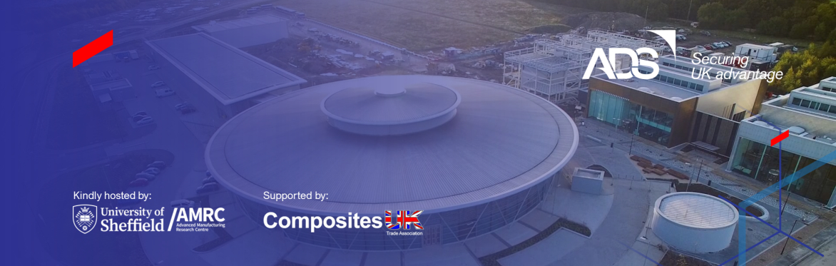 AMRC Factory 20560 from the air. The image shows the logo of ADS on the top right corner. Kindly hosted by University of Sheffield's AMRC and supported by Composites UK.