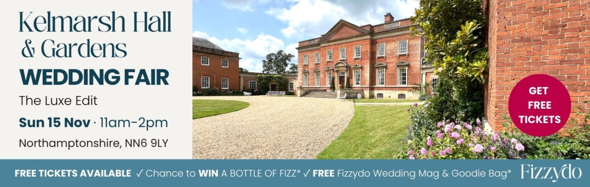 Banner promoting the Kelmarsh Hall Wedding Fair in Northamptonshire
