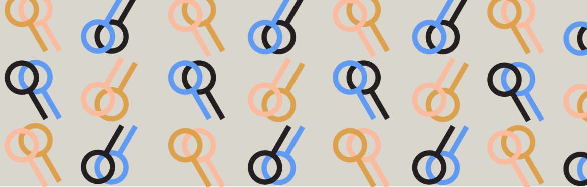 A decorative image of coloured magnifying glasses on a neutral background