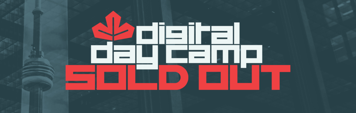 stylized digital day camp with a red maple leaf
