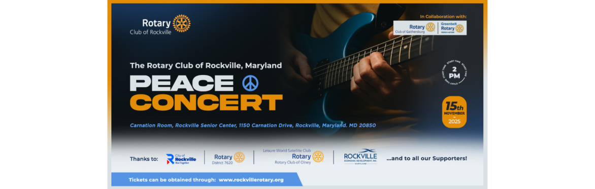 Rockville Rotary Club Peace Concert information grapic