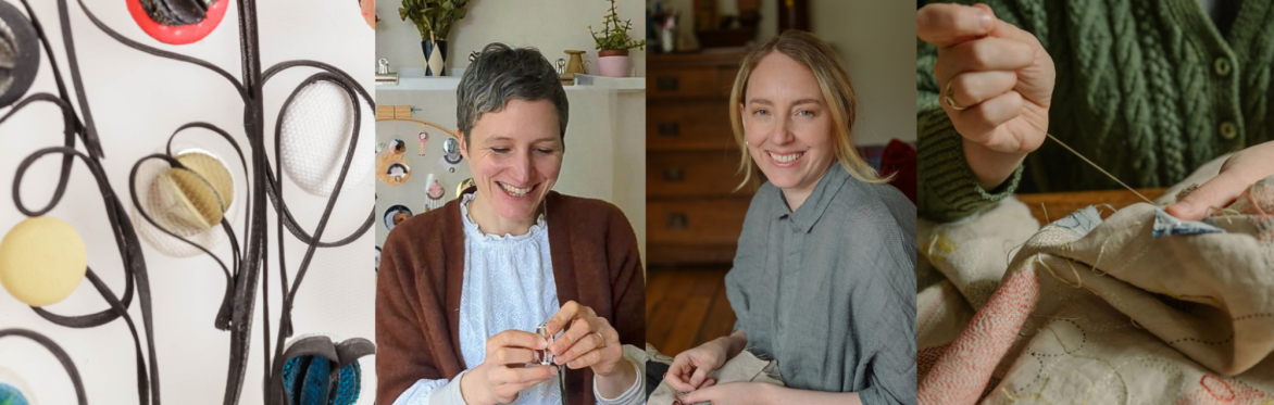 Portrait photographs of textile artists Rachelle Francis and Dr Claire Wellesley Smith