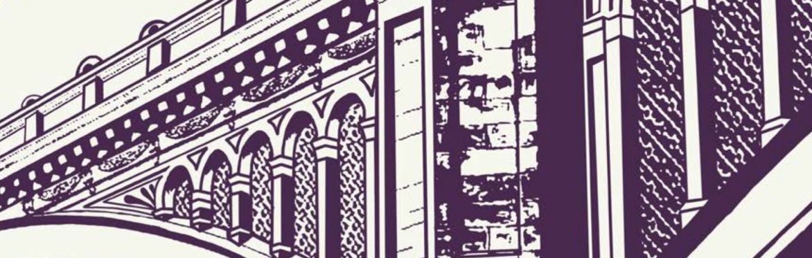 Textured illustration of one of the stone piers and archways of the North Bridge.