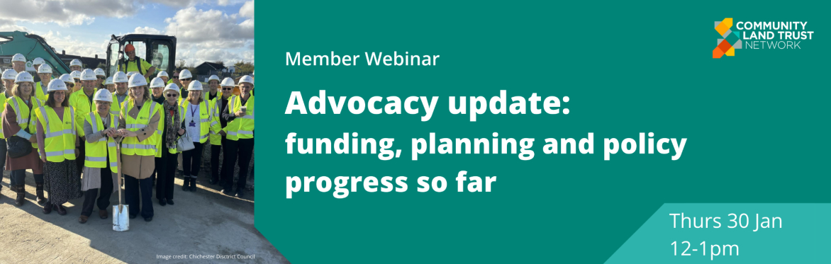 Image reads: Member webinar. End of year accounts and understanding your CLT's Legal Obligations - Thurs 27 Feb 12-1pm