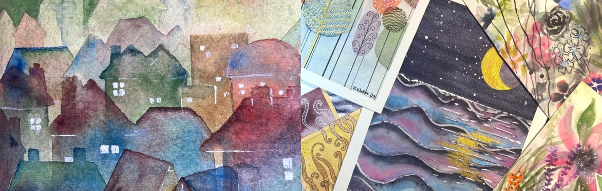 Watercolour and mixed media: Abstract Designs