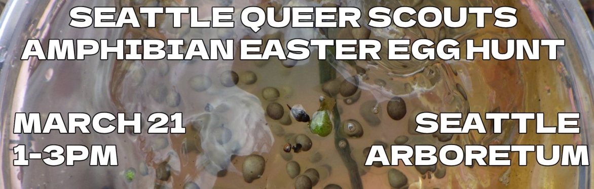 Background image is a photo of Northwestern salamander eggs showing a jelly-like substance filled with small, greenish brown balls. Text in event description.