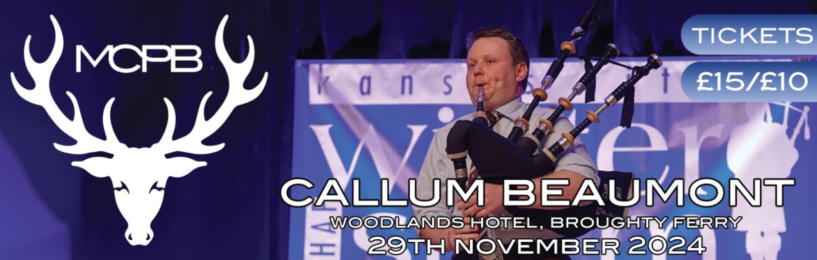 Banner promoting Callum Beaumont at the Woodlands Hotel in Broughty Ferry on 29th November 2024