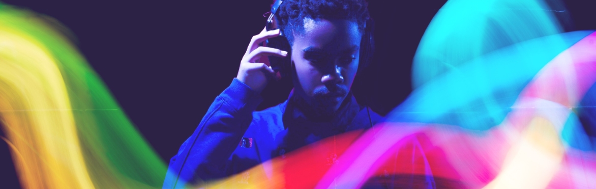 Man listening to music in headphones