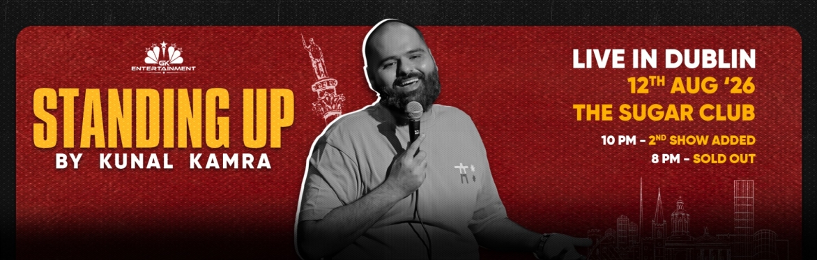 Kunal Kamra brings his brand-new stand-up comedy show to Dublin on 12th August 2026 at The Sugar Club. Presented by GK Entertainment.
