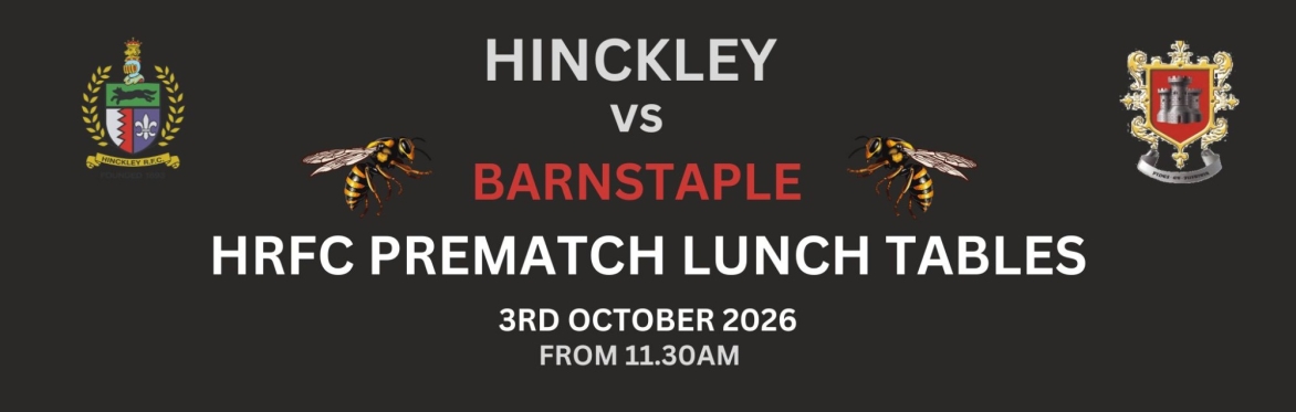 HRFC PREMATCH LUNCH - Sat  3rd OCT vs BARNSTAPLE