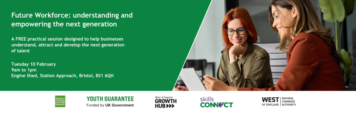 An image that depicts the title of the event and a summary: "A Free practical session designed to help businesses understand, attract and develop the next generation of talent.".