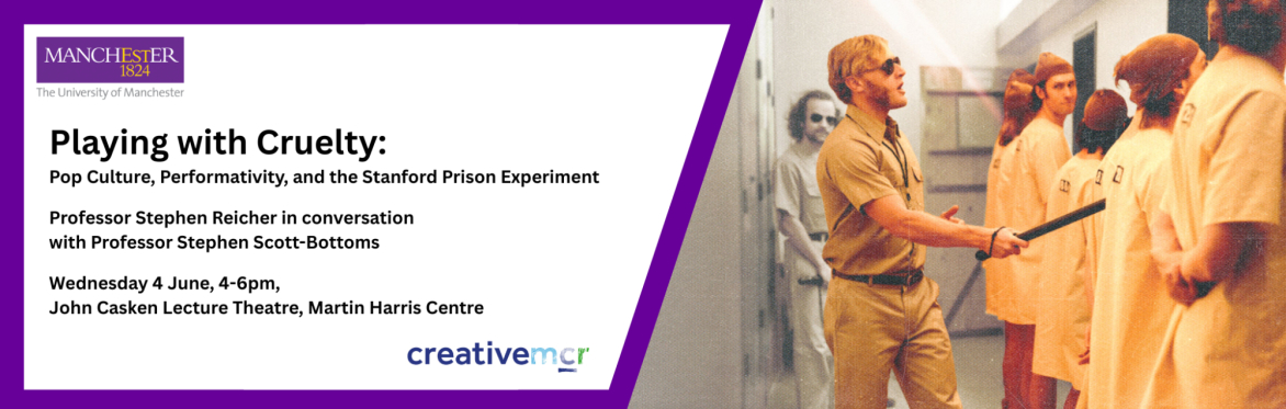 Promotional image for the event Playing with Cruelty:  Pop Culture, Performativity, and the Stanford Prison Experiment