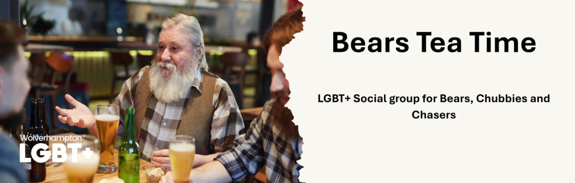 A group of people around a table with drinks at a social group for the Bear community