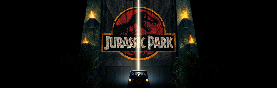 Gateway into Jurassic Park with Dinosaur logo