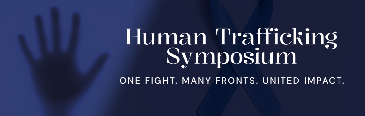 Shadow of hand reaching for help. Human Trafficking Symposium. One Fight. Many Fronts. United Impact.