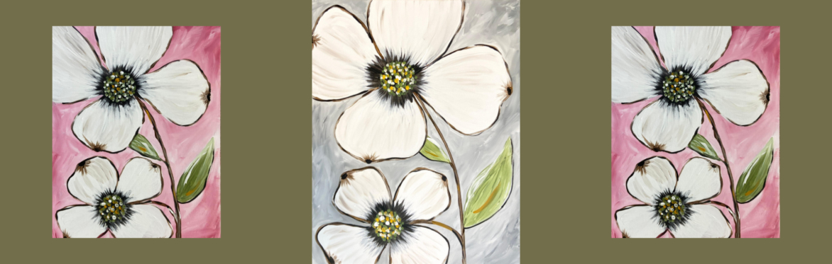 3 repeats of same image of Two white flowers bloom side by side, simple and elegant, creating a clean and calming floral scene.