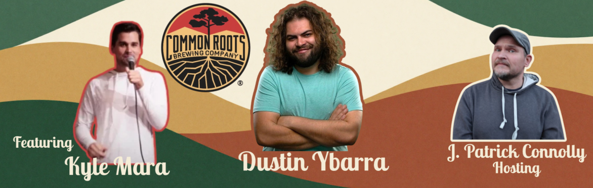 Image shows comedians advertising a comedy show that takes place on November 21st at Common Roots Brewing in Glens Falls NY.  tickets.revhouselive.com