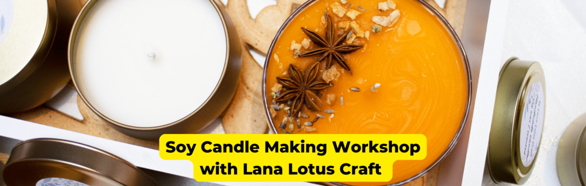 Candle making workshop image with different candle photos
