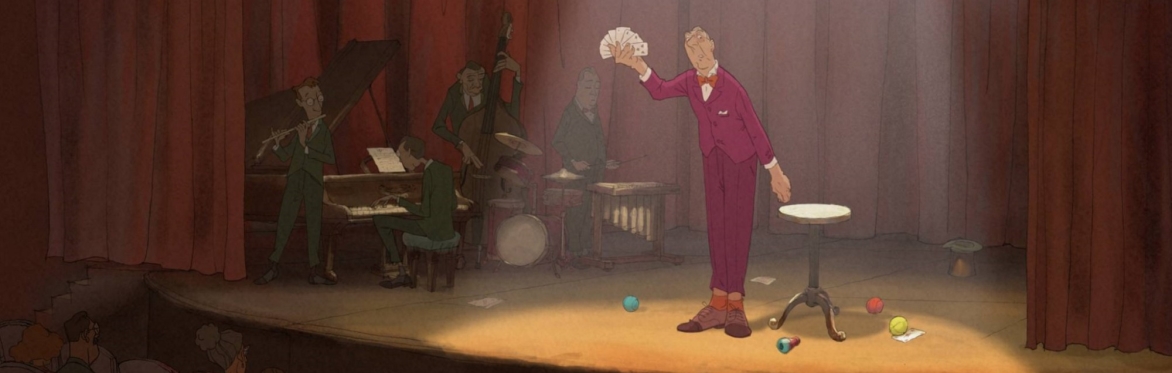 The Illusionist is performing on the stage in front of an audience.