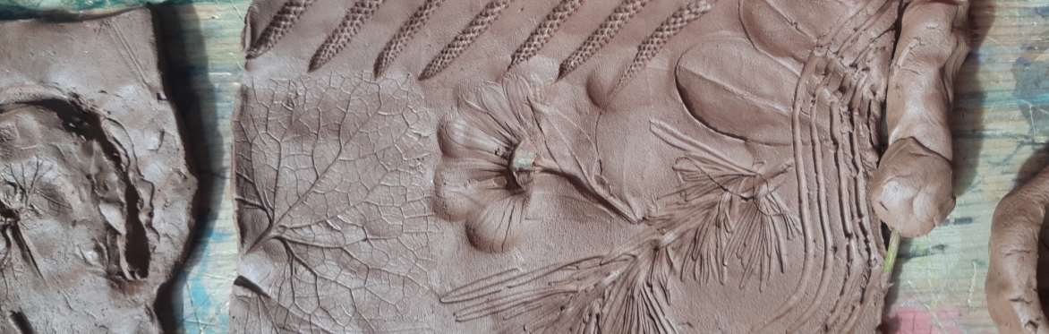 Clay with flowers imprinted