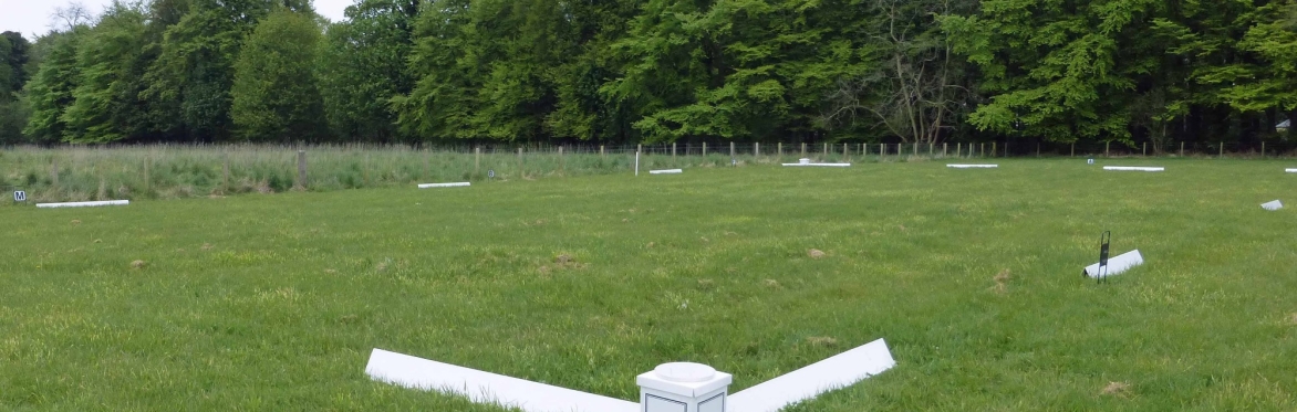 Dressage arena on grass.