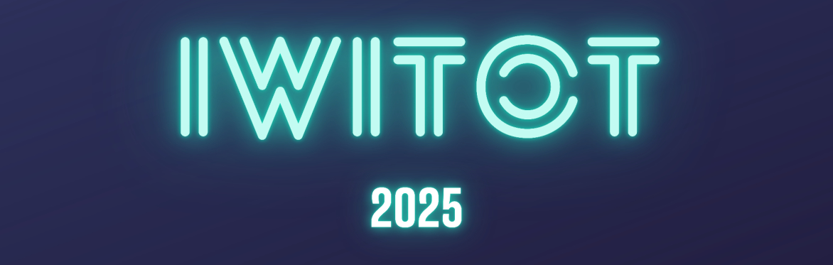 Neon blue logo on dark blue background, saying IWITOT 2025